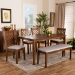 Baxton Studio Gustavo Modern and Contemporary Grey Fabric Upholstered and Walnut Brown Finished Wood 6-Piece Dining Set - RH317C-Grey/Walnut-6PC Dining Set