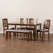 Baxton Studio Gustavo Modern and Contemporary Grey Fabric Upholstered and Walnut Brown Finished Wood 6-Piece Dining Set - RH317C-Grey/Walnut-6PC Dining Set