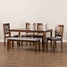 Baxton Studio Gustavo Modern and Contemporary Grey Fabric Upholstered and Walnut Brown Finished Wood 6-Piece Dining Set - RH317C-Grey/Walnut-6PC Dining Set