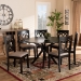 Baxton Studio Sanne Modern and Contemporary Sand Fabric Upholstered and Dark Brown Finished Wood 7-Piece Dining Set - Sanne-Sand/Dark Brown-7PC Dining Set