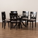 Baxton Studio Sanne Modern and Contemporary Sand Fabric Upholstered and Dark Brown Finished Wood 7-Piece Dining Set - Sanne-Sand/Dark Brown-7PC Dining Set