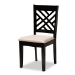 Baxton Studio Norah Modern and Contemporary Sand Fabric Upholstered and Dark Brown Finished Wood 7-Piece Dining Set - Norah-Sand/Dark Brown-7PC Dining Set