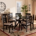 Baxton Studio Norah Modern and Contemporary Sand Fabric Upholstered and Dark Brown Finished Wood 7-Piece Dining Set - Norah-Sand/Dark Brown-7PC Dining Set