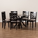 Baxton Studio Norah Modern and Contemporary Sand Fabric Upholstered and Dark Brown Finished Wood 7-Piece Dining Set - Norah-Sand/Dark Brown-7PC Dining Set