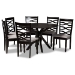 Baxton Studio Mila Modern and Contemporary Grey Fabric Upholstered and Dark Brown Finished Wood 7-Piece Dining Set
