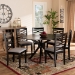Baxton Studio Mila Modern and Contemporary Grey Fabric Upholstered and Dark Brown Finished Wood 7-Piece Dining Set - Mila-Grey/Dark Brown-7PC Dining Set