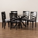 Baxton Studio Mila Modern and Contemporary Grey Fabric Upholstered and Dark Brown Finished Wood 7-Piece Dining Set - Mila-Grey/Dark Brown-7PC Dining Set