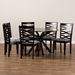 Baxton Studio Mila Modern and Contemporary Grey Fabric Upholstered and Dark Brown Finished Wood 7-Piece Dining Set - Mila-Grey/Dark Brown-7PC Dining Set