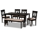Baxton Studio Bennett Modern and Contemporary Sand Fabric Upholstered and Dark Brown Finished Wood 6-Piece Dining Set