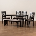 Baxton Studio Bennett Modern and Contemporary Sand Fabric Upholstered and Dark Brown Finished Wood 6-Piece Dining Set - RH315C-Sand/Dark Brown-6PC Dining Set