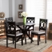 Baxton Studio Sanne Modern and Contemporary Grey Fabric Upholstered and Dark Brown Finished Wood 5-Piece Dining Set - Sanne-Grey/Dark Brown-5PC Dining Set