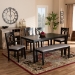 Baxton Studio Bennett Modern and Contemporary Grey Fabric Upholstered and Dark Brown Finished Wood 6-Piece Dining Set - RH315C-Grey/Dark Brown-6PC Dining Set