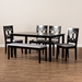 Baxton Studio Bennett Modern and Contemporary Grey Fabric Upholstered and Dark Brown Finished Wood 6-Piece Dining Set - RH315C-Grey/Dark Brown-6PC Dining Set