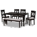 Baxton Studio Bennett Modern and Contemporary Grey Fabric Upholstered and Dark Brown Finished Wood 6-Piece Dining Set - RH315C-Grey/Dark Brown-6PC Dining Set
