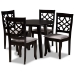 Baxton Studio Mya Modern and Contemporary Grey Fabric Upholstered and Dark Brown Finished Wood 5-Piece Dining Set