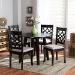 Baxton Studio Mya Modern and Contemporary Grey Fabric Upholstered and Dark Brown Finished Wood 5-Piece Dining Set - Mya-Grey/Dark Brown-5PC Dining Set