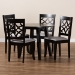 Baxton Studio Mya Modern and Contemporary Grey Fabric Upholstered and Dark Brown Finished Wood 5-Piece Dining Set - Mya-Grey/Dark Brown-5PC Dining Set