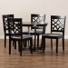 Baxton Studio Tricia Modern and Contemporary Grey Fabric Upholstered and Dark Brown Finished Wood 5-Piece Dining Set - Tricia-Grey/Dark Brown-5PC Dining Set