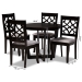 Baxton Studio Tricia Modern and Contemporary Grey Fabric Upholstered and Dark Brown Finished Wood 5-Piece Dining Set - Tricia-Grey/Dark Brown-5PC Dining Set