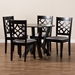 Baxton Studio Alisa Modern and Contemporary Grey Fabric Upholstered and Dark Brown Finished Wood 5-Piece Dining Set - Alisa-Grey/Dark Brown-5PC Dining Set