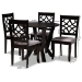 Baxton Studio Alisa Modern and Contemporary Grey Fabric Upholstered and Dark Brown Finished Wood 5-Piece Dining Set - Alisa-Grey/Dark Brown-5PC Dining Set