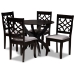 Baxton Studio Sandra Modern and Contemporary Grey Fabric Upholstered and Dark Brown Finished Wood 5-Piece Dining Set