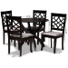 Baxton Studio Sandra Modern and Contemporary Grey Fabric Upholstered and Dark Brown Finished Wood 5-Piece Dining Set - Sandra-Grey/Dark Brown-5PC Dining Set