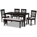 Baxton Studio Dori Modern and Contemporary Grey Fabric Upholstered and Dark Brown Finished Wood 6-Piece Dining Set