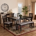 Baxton Studio Dori Modern and Contemporary Grey Fabric Upholstered and Dark Brown Finished Wood 6-Piece Dining Set - RH331C-Grey/Dark Brown-6PC Dining Set
