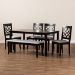 Baxton Studio Dori Modern and Contemporary Grey Fabric Upholstered and Dark Brown Finished Wood 6-Piece Dining Set - RH331C-Grey/Dark Brown-6PC Dining Set
