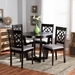 Baxton Studio Valerie Modern and Contemporary Grey Fabric Upholstered and Dark Brown Finished Wood 5-Piece Dining Set - Valerie-Grey/Dark Brown-5PC Dining Set