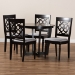 Baxton Studio Valerie Modern and Contemporary Grey Fabric Upholstered and Dark Brown Finished Wood 5-Piece Dining Set - Valerie-Grey/Dark Brown-5PC Dining Set