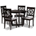 Baxton Studio Valerie Modern and Contemporary Grey Fabric Upholstered and Dark Brown Finished Wood 5-Piece Dining Set - Valerie-Grey/Dark Brown-5PC Dining Set
