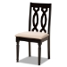 Baxton Studio Callie Modern and Contemporary Sand Fabric Upholstered and Dark Brown Finished Wood 5-Piece Dining Set - Callie-Sand/Dark Brown-5PC Dining Set