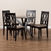 Baxton Studio Callie Modern and Contemporary Sand Fabric Upholstered and Dark Brown Finished Wood 5-Piece Dining Set - Callie-Sand/Dark Brown-5PC Dining Set