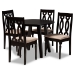 Baxton Studio Heidi Modern and Contemporary Sand Fabric Upholstered and Dark Brown Finished Wood 5-Piece Dining Set