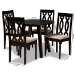 Baxton Studio Heidi Modern and Contemporary Sand Fabric Upholstered and Dark Brown Finished Wood 5-Piece Dining Set - Heidi-Sand/Dark Brown-5PC Dining Set