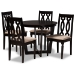 Baxton Studio Julie Modern and Contemporary Sand Fabric Upholstered and Dark Brown Finished Wood 5-Piece Dining Set
