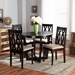 Baxton Studio Julie Modern and Contemporary Sand Fabric Upholstered and Dark Brown Finished Wood 5-Piece Dining Set - Julie-Sand/Dark Brown-5PC Dining Set