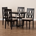 Baxton Studio Julie Modern and Contemporary Sand Fabric Upholstered and Dark Brown Finished Wood 5-Piece Dining Set - Julie-Sand/Dark Brown-5PC Dining Set
