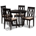 Baxton Studio Julie Modern and Contemporary Sand Fabric Upholstered and Dark Brown Finished Wood 5-Piece Dining Set - Julie-Sand/Dark Brown-5PC Dining Set