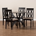 Baxton Studio Mona Modern and Contemporary Sand Fabric Upholstered and Dark Brown Finished Wood 5-Piece Dining Set - Mona-Sand/Dark Brown-5PC Dining Set