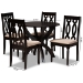 Baxton Studio Mona Modern and Contemporary Sand Fabric Upholstered and Dark Brown Finished Wood 5-Piece Dining Set - Mona-Sand/Dark Brown-5PC Dining Set