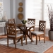 Baxton Studio Elena Modern and Contemporary Grey Fabric Upholstered and Walnut Brown Finished Wood 5-Piece Dining Set - Elena-Grey/Walnut-5PC Dining Set