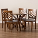 Baxton Studio Elena Modern and Contemporary Grey Fabric Upholstered and Walnut Brown Finished Wood 5-Piece Dining Set - Elena-Grey/Walnut-5PC Dining Set