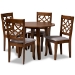 Baxton Studio Mya Modern and Contemporary Grey Fabric Upholstered and Walnut Brown Finished Wood 5-Piece Dining Set