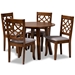 Baxton Studio Mya Modern and Contemporary Grey Fabric Upholstered and Walnut Brown Finished Wood 5-Piece Dining Set