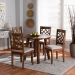 Baxton Studio Mya Modern and Contemporary Grey Fabric Upholstered and Walnut Brown Finished Wood 5-Piece Dining Set - Mya-Grey/Walnut-5PC Dining Set