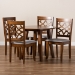 Baxton Studio Mya Modern and Contemporary Grey Fabric Upholstered and Walnut Brown Finished Wood 5-Piece Dining Set - Mya-Grey/Walnut-5PC Dining Set