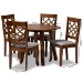Baxton Studio Mya Modern and Contemporary Grey Fabric Upholstered and Walnut Brown Finished Wood 5-Piece Dining Set - Mya-Grey/Walnut-5PC Dining Set